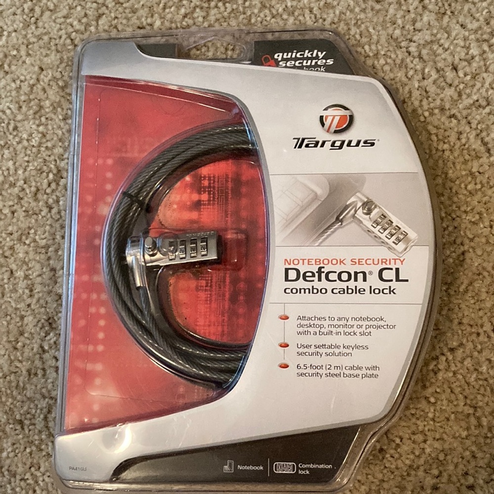 Targus Defcon CL Combo Cable Lock for Desktop Laptop Notebook Monitor